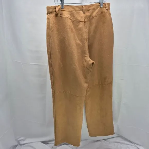 Emma James Faux Suede Tan High Waisted Straight Leg Pants Size 16 Vintage - Picture 3 of 10